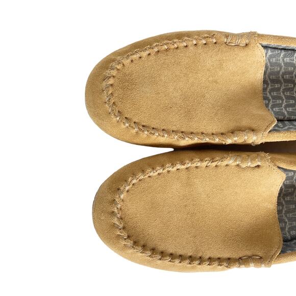 Lands End Womens Slippers Suede Leather Flannel Lined Tan Brown Size 11 - Picture 10 of 10